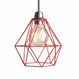 Quebra-luz gaiola diamante em metal para casquilho E27 — Vermelho