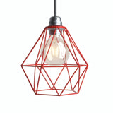 Quebra-luz gaiola diamante em metal para casquilho E27 — Vermelho