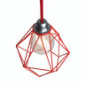 Quebra-luz gaiola diamante em metal para casquilho E27 — Vermelho