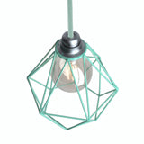 Quebra-luz gaiola diamante em metal para casquilho E27 — Turquesa