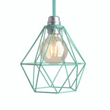 Quebra-luz gaiola diamante em metal para casquilho E27 — Turquesa