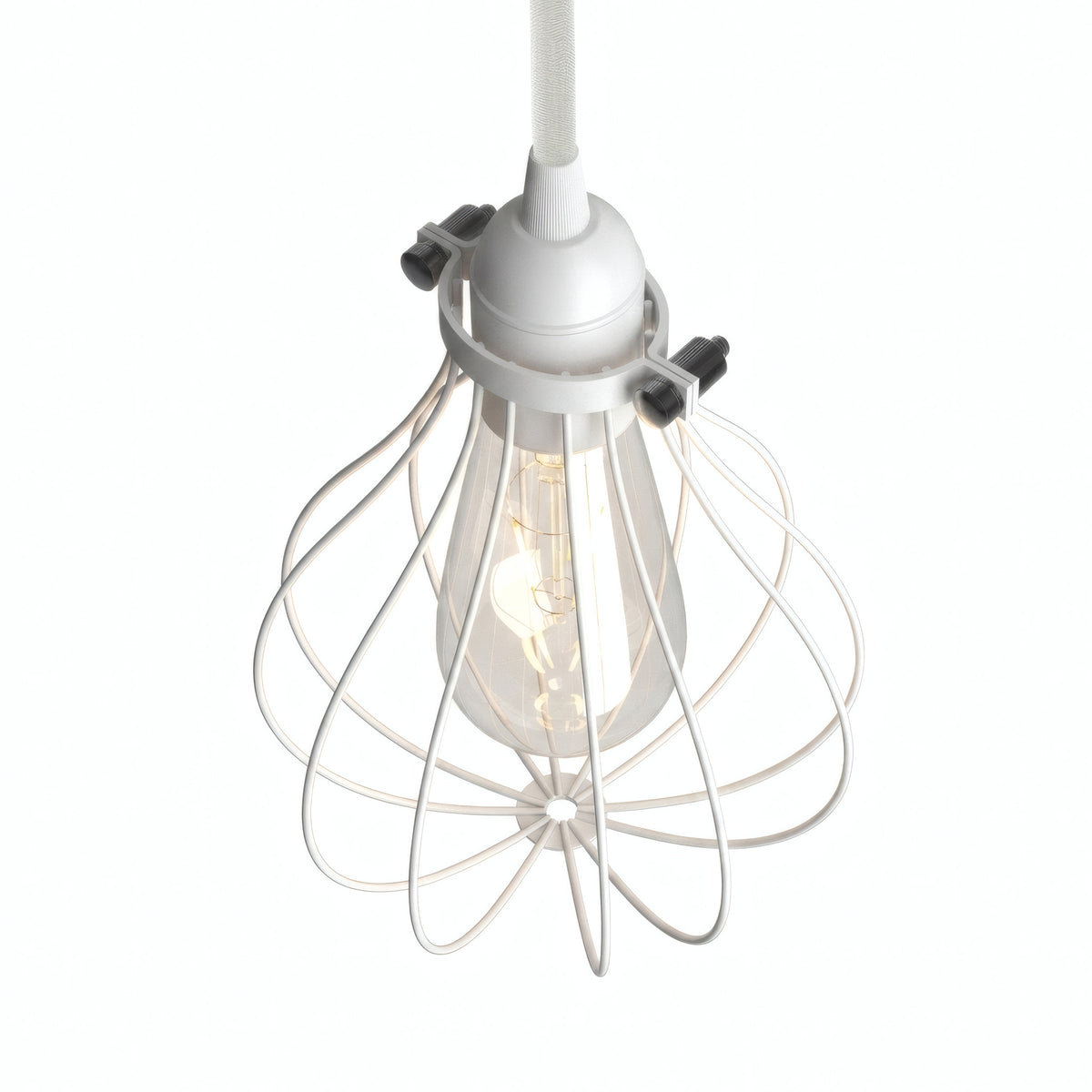 Quebra-luz gaiola de metal em gota com braçadeira regulável — Branco