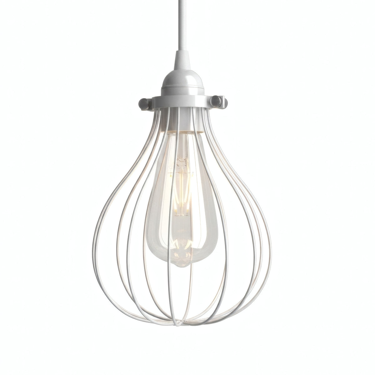 Quebra-luz gaiola de metal em gota com braçadeira regulável — Branco