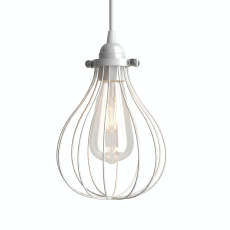 Quebra-luz gaiola de metal em gota com braçadeira regulável — Branco