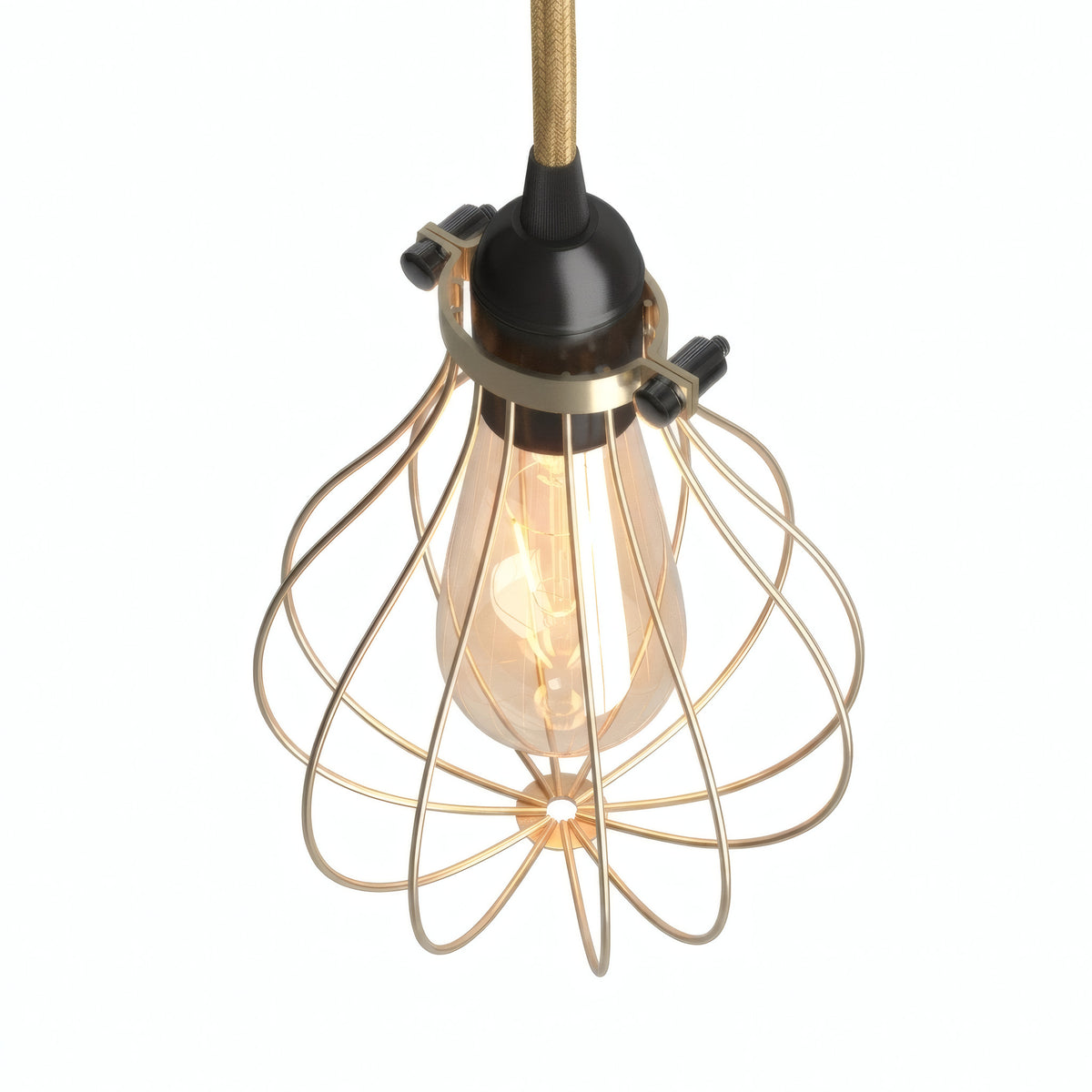 Quebra-luz gaiola de metal em gota com braçadeira regulável — Latão