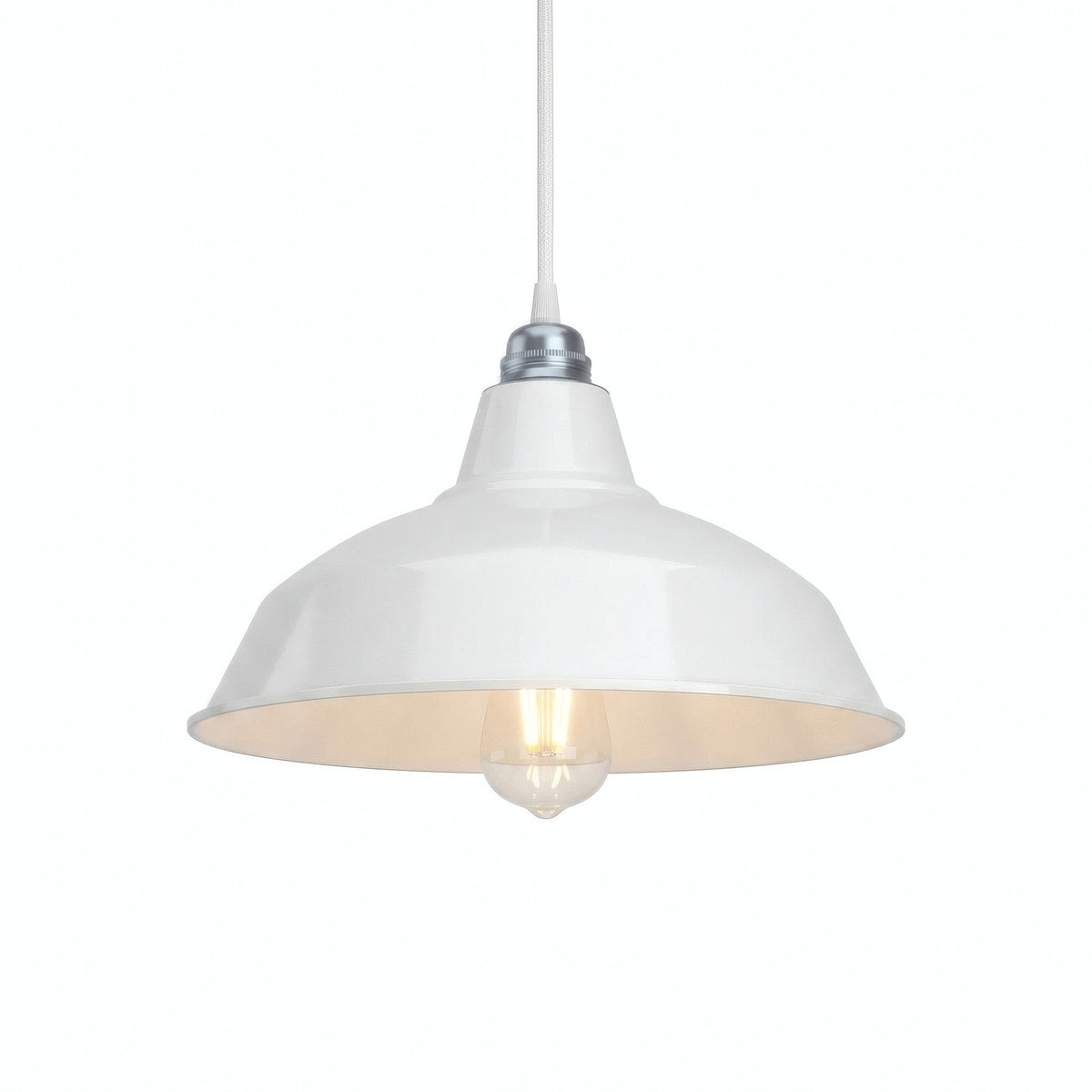 Quebra-luz cónico em metal Ø 30 cm para casquilho E27 — Branco