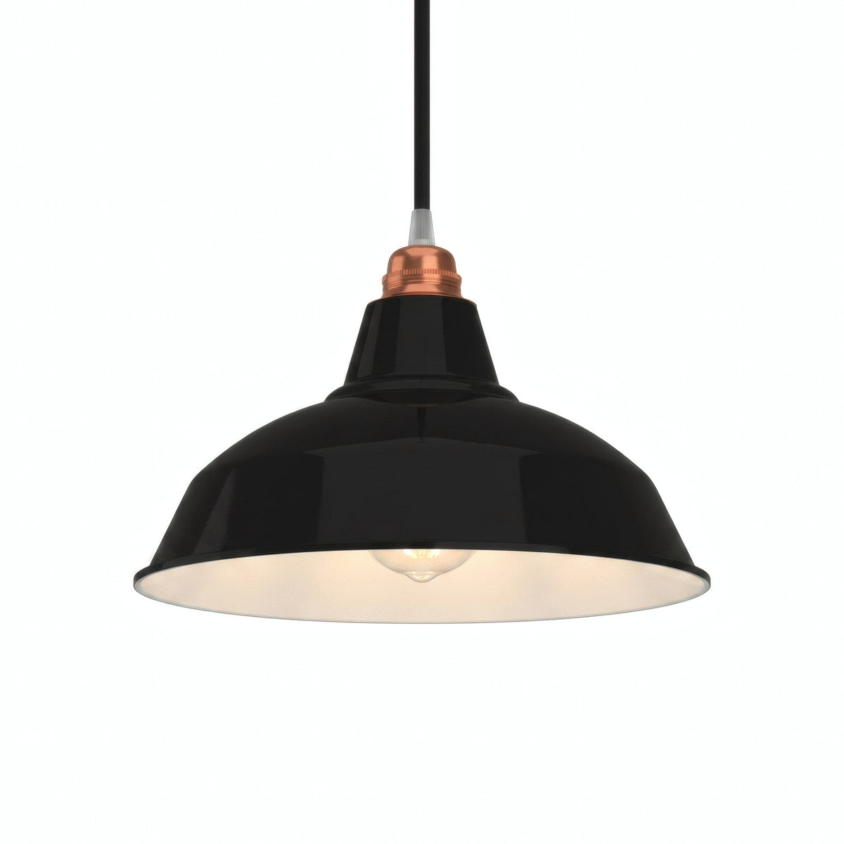 Quebra-luz cónico em metal Ø 30 cm para casquilho E27 — Preto