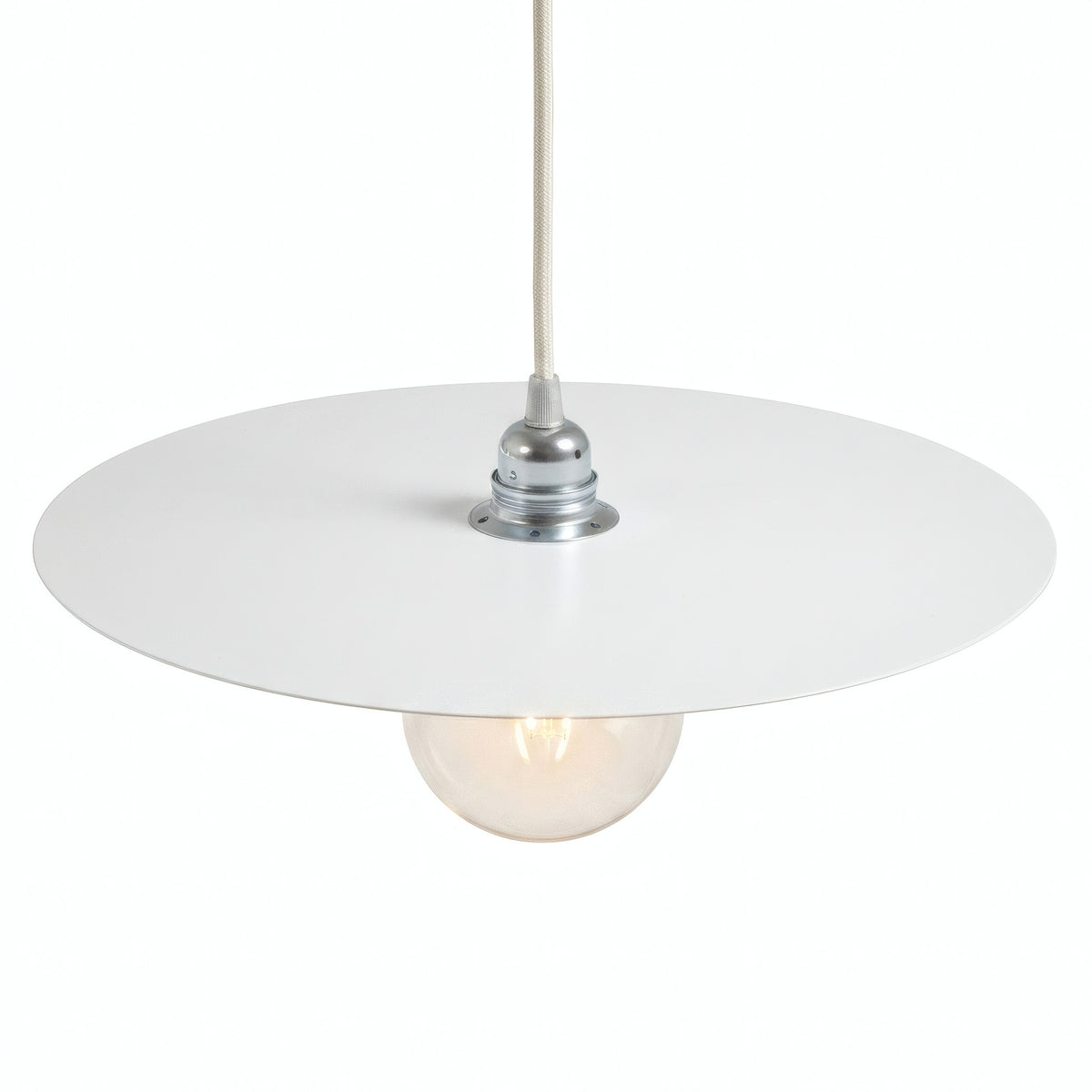 Quebra-luz disco plano em ferro Ø 40 cm para casquilho E27 — Branco