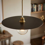 Quebra-luz disco plano em ferro Ø 40 cm para casquilho E27 — Preto
