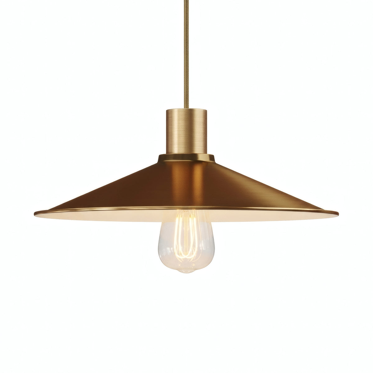 Quebra-luz plano esmaltado Ø 30 cm para casquilho E27 — Branco e bronze acetinado