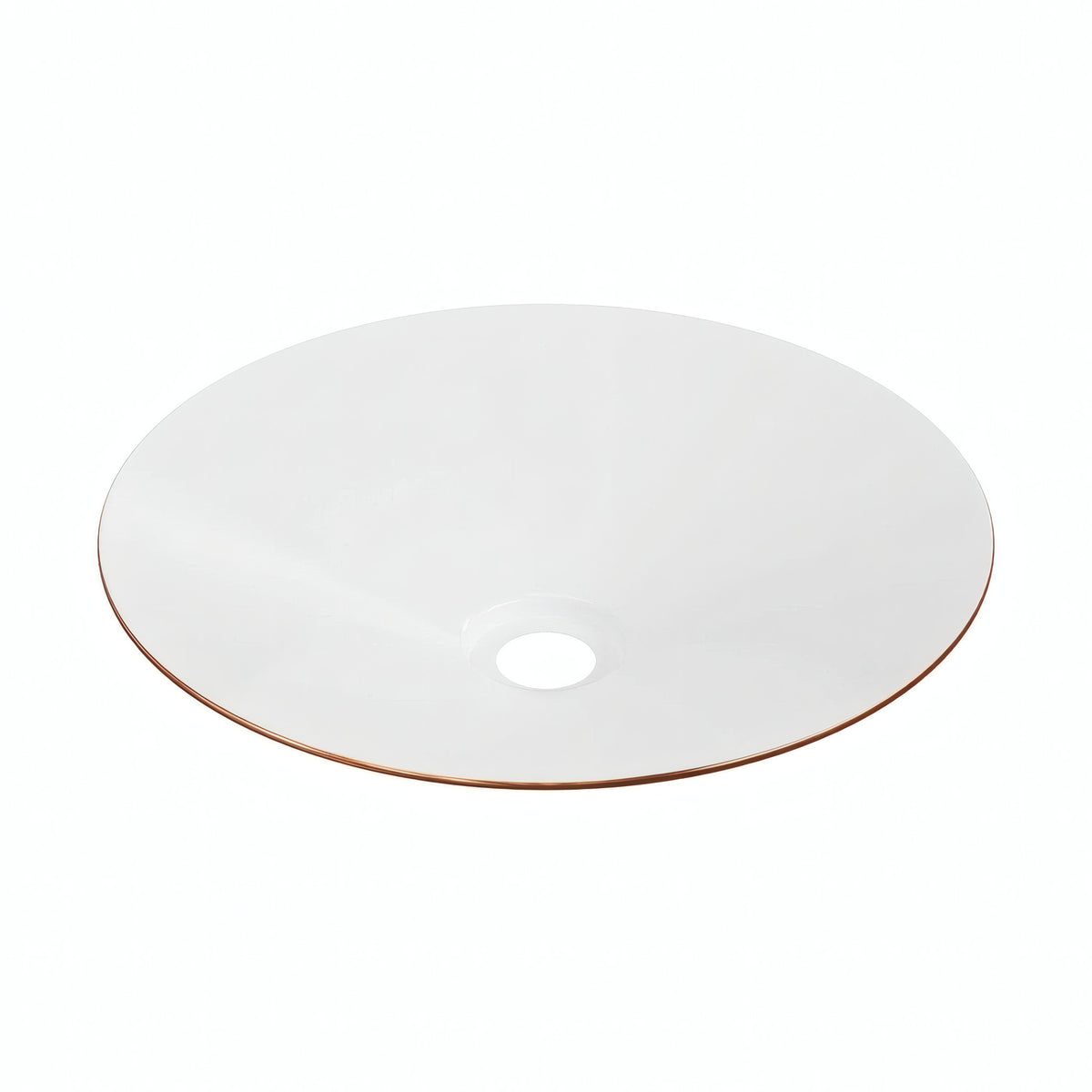 Quebra-luz plano esmaltado Ø 30 cm para casquilho E27 — Branco e cobre acetinado