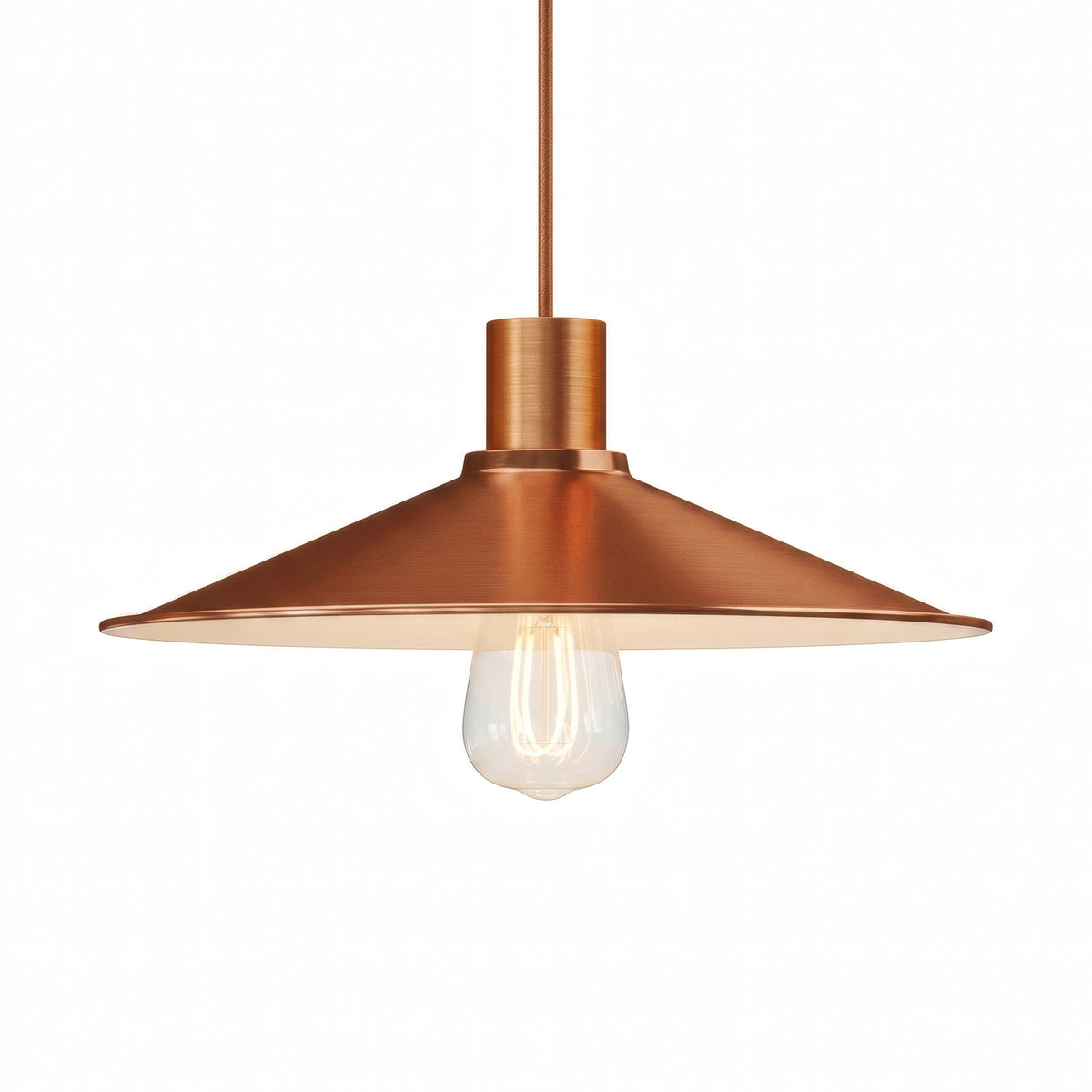 Quebra-luz plano esmaltado Ø 30 cm para casquilho E27 — Branco e cobre acetinado