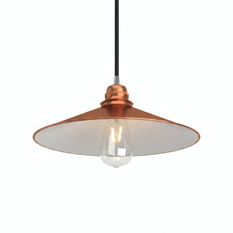 Quebra-luz plano esmaltado Ø 30 cm para casquilho E27 — Branco e cobre