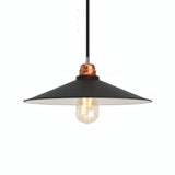 Quebra-luz plano esmaltado Ø 30 cm para casquilho E27 — Branco e preto
