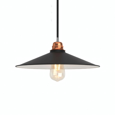 Quebra-luz plano esmaltado Ø 30 cm para casquilho E27 — Branco e preto