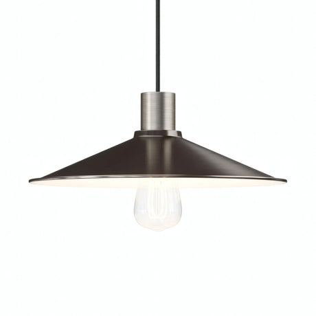 Quebra-luz plano esmaltado Ø 30 cm para casquilho E27 — Branco e titânio acetinado
