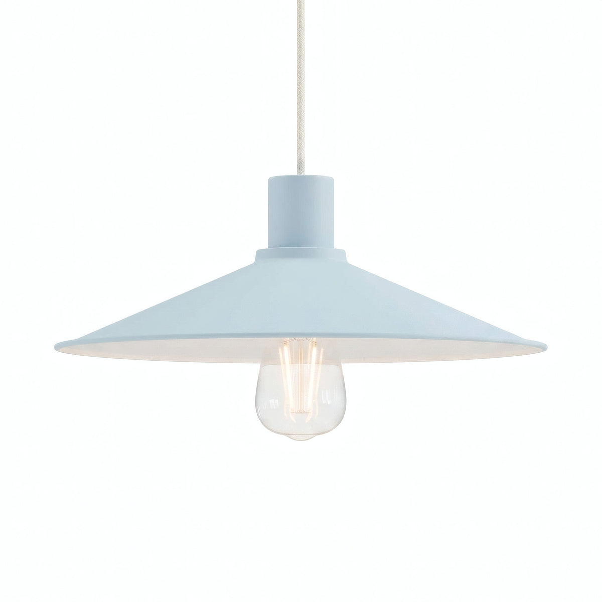 Quebra-luz plano esmaltado Ø 30 cm para casquilho E27 — Azul céu