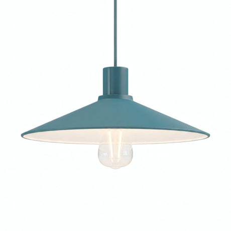 Quebra-luz plano esmaltado Ø 30 cm para casquilho E27 — Azul petróleo