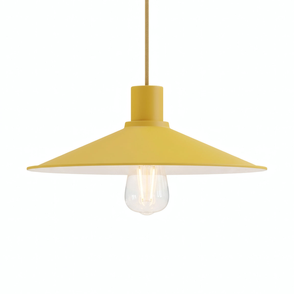 Quebra-luz plano esmaltado Ø 30 cm para casquilho E27 — Amarelo mostarda