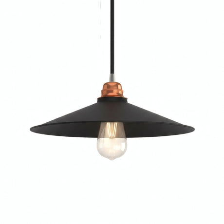 Quebra-luz plano esmaltado Ø 30 cm para casquilho E27 — Preto