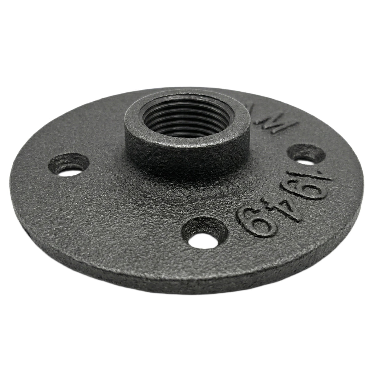 Flange 4 furos 15x21mm ferro fundido preto — vista em perspetiva