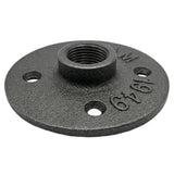 Flange 4 furos 15x21mm ferro fundido preto — vista em perspetiva
