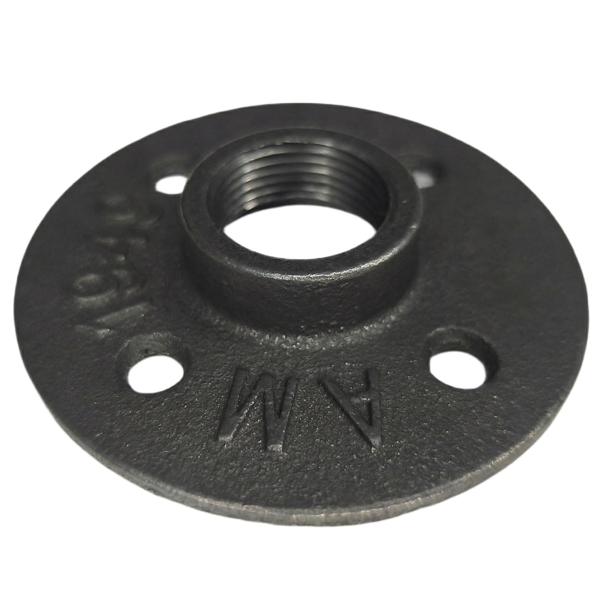 Flange de chão 4 furos 3/4 polegada ferro fundido preto — vista 3/4
