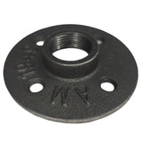 Flange de chão 4 furos 3/4 polegada ferro fundido preto — vista 3/4