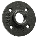 Flange 4 furos 3/4 polegada ferro fundido preto — vista em perspetiva