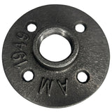 Flange 4 furos 20x27mm ferro fundido preto — vista frontal
