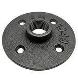 Flange de chão 4 furos 1/2 polegada ferro fundido preto — vista 3/4