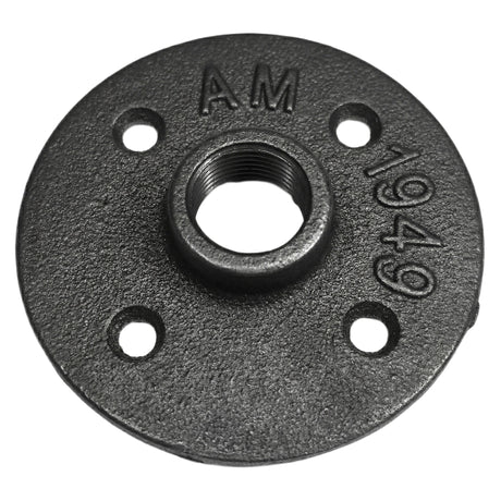 Bride 4 trous 1/2 pouce fonte noire — vue de face