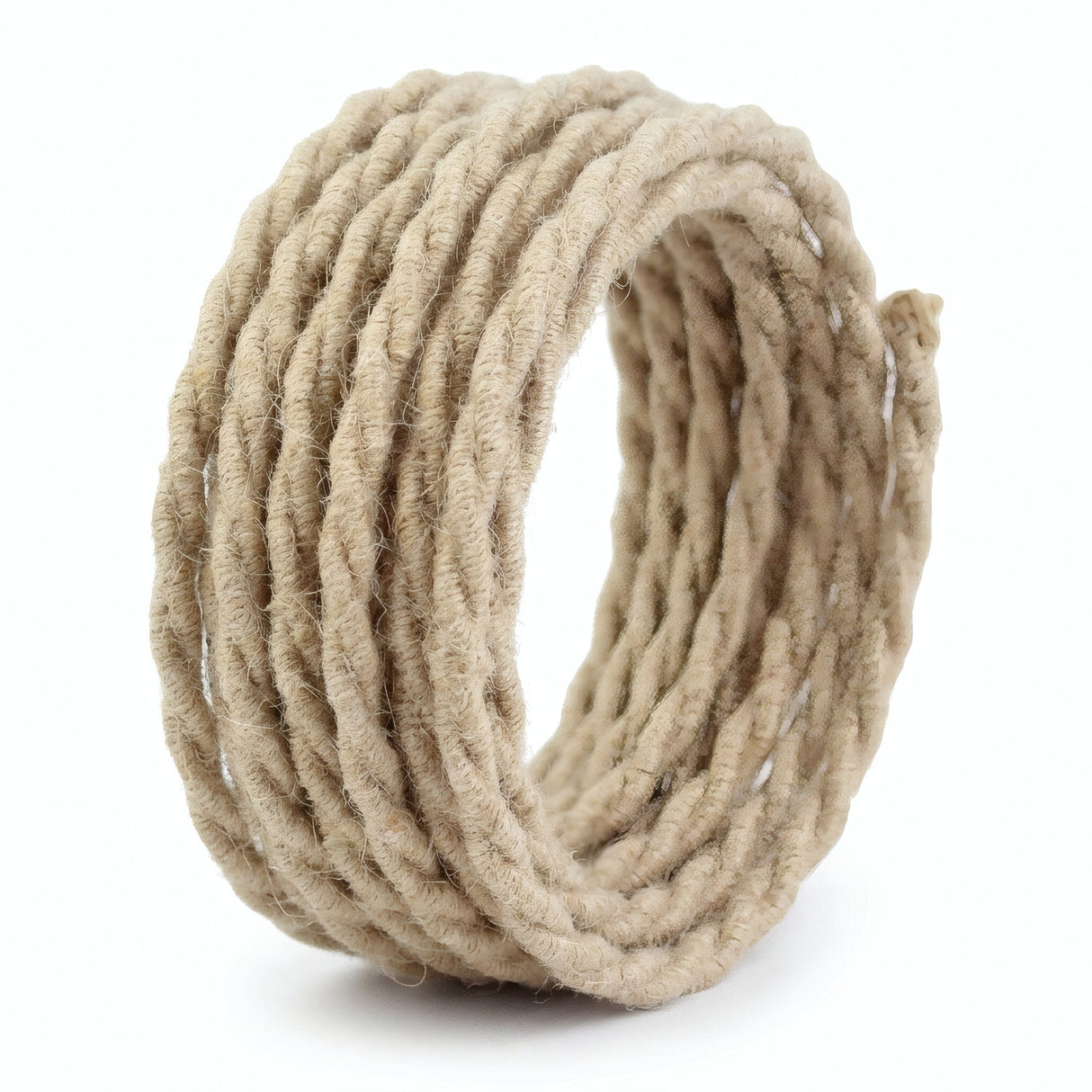 Cabo elétrico têxtil de juta torcido - foto de produto sobre fundo branco 4