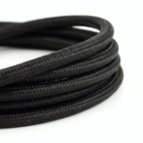 Cabo elétrico têxtil preto - foto de produto sobre fundo branco 1
