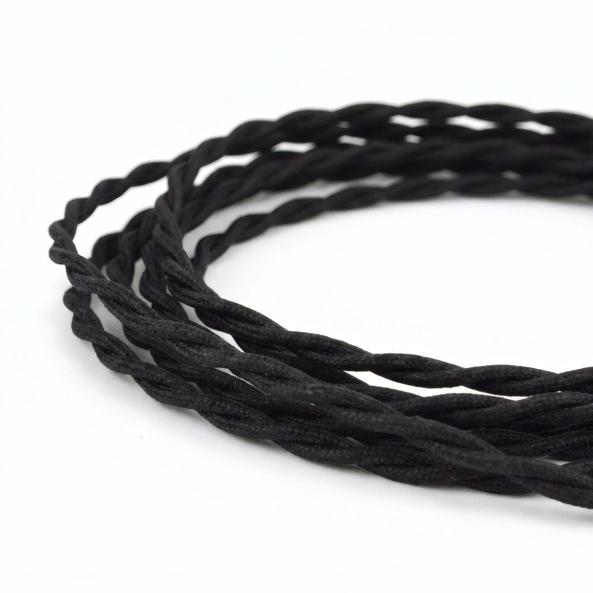 Câble électrique textile noir torsadé - photo produit fond blanc 3