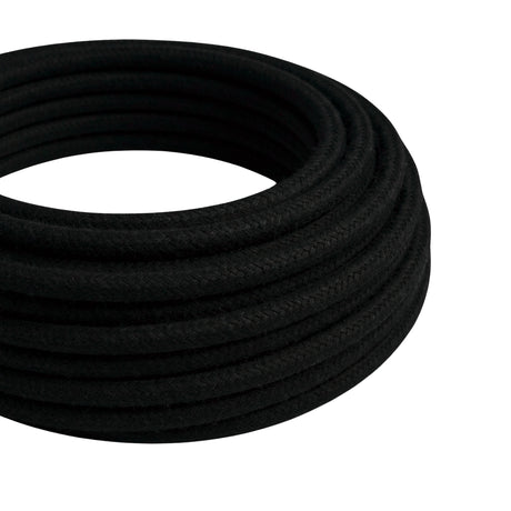 Cabo têxtil redondo de algodão – Preto carvão