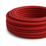 Cabo têxtil redondo de algodão – Vermelho fogo, foto sobre fundo branco