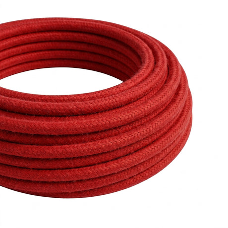 Cabo têxtil redondo de algodão – Vermelho fogo