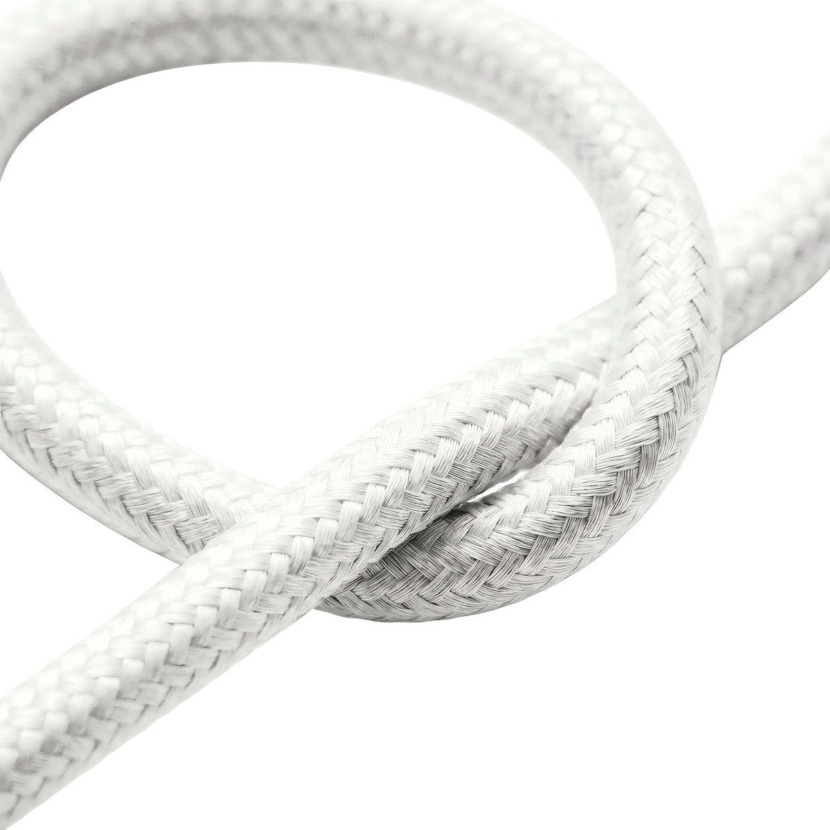 Cabo têxtil redondo efeito seda – Branco ótico