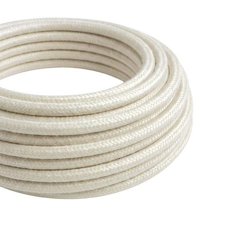 Cabo têxtil redondo efeito seda – Branco pérola