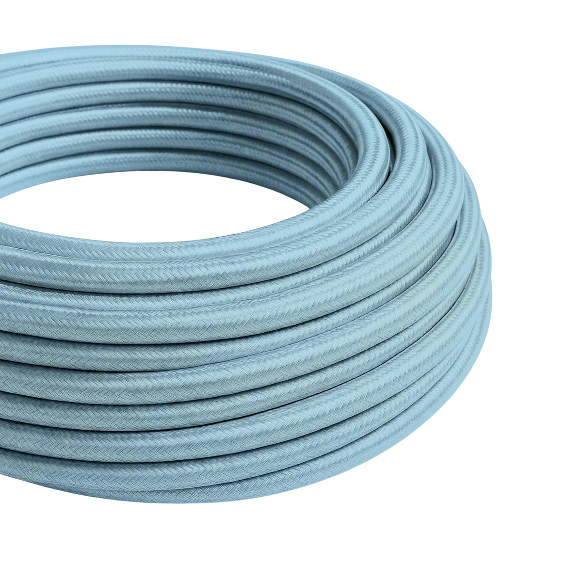 Cabo têxtil redondo efeito seda – Azul-céu