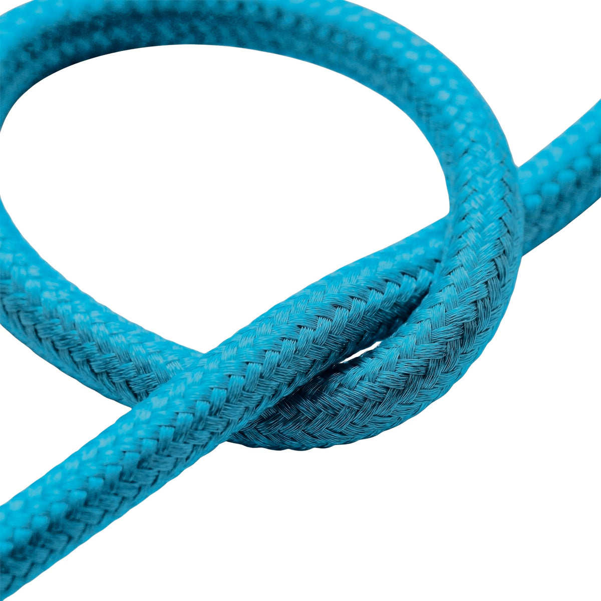 Cabo têxtil redondo efeito seda – Azul ciano