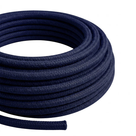 Cabo têxtil redondo efeito seda – Azul profundo