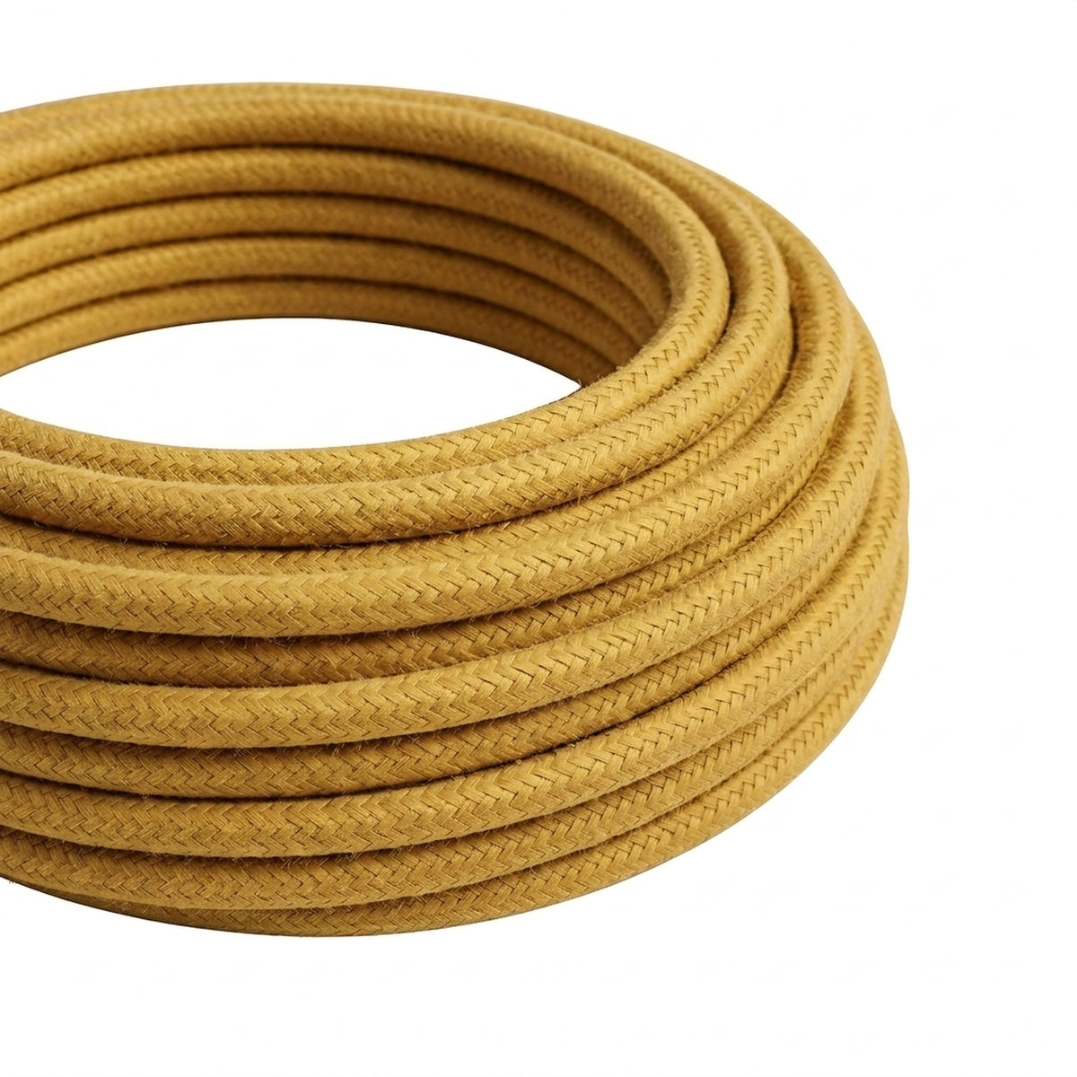Cabo têxtil redondo efeito seda – Amarelo mostarda