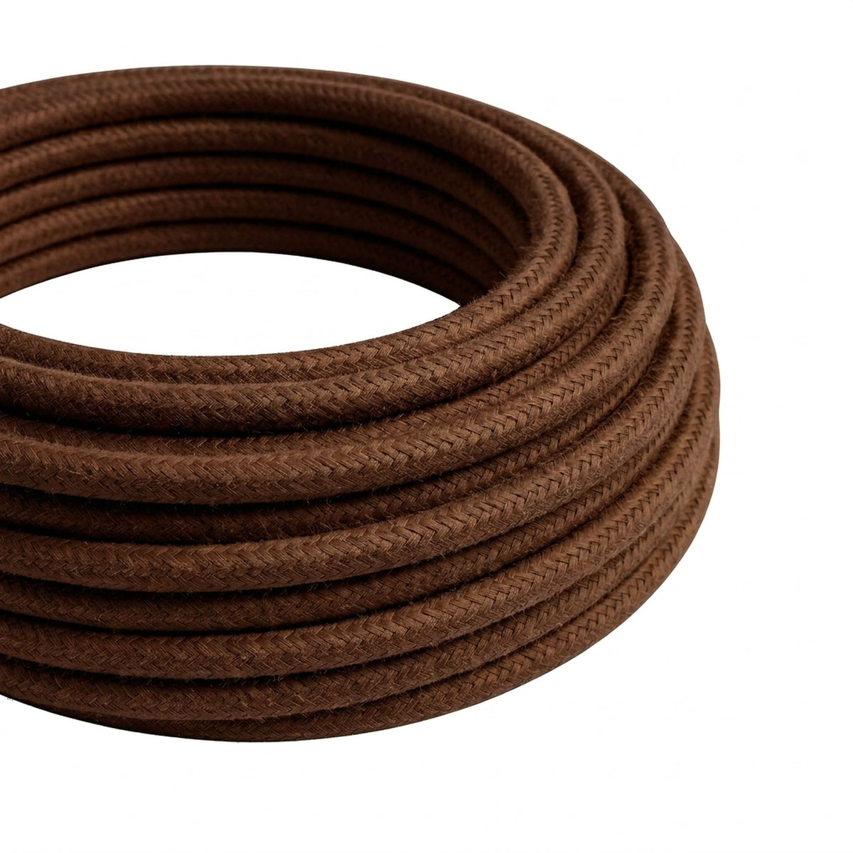 Cabo têxtil redondo efeito seda – Castanho espresso