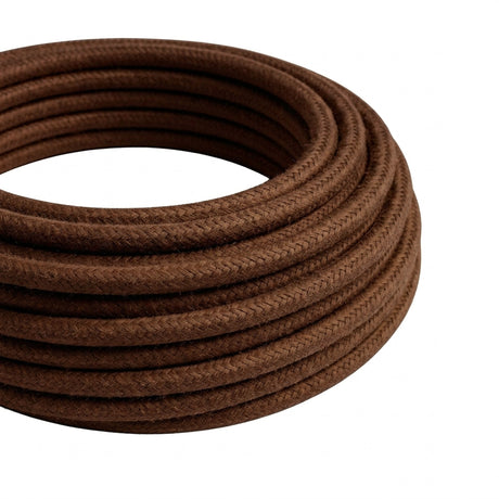 Cabo têxtil redondo efeito seda – Castanho espresso