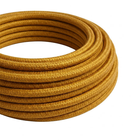 Cabo têxtil redondo efeito seda – Dourado