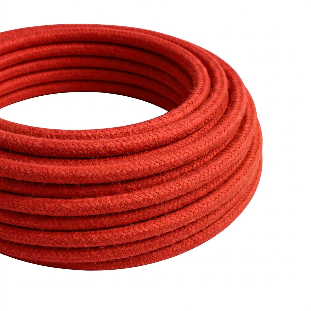 Cabo têxtil redondo efeito seda – Vermelho fogo