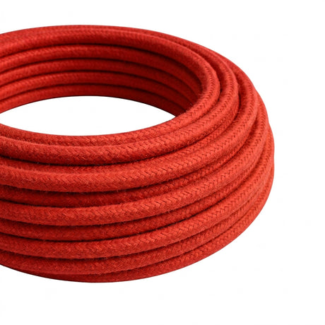 Cabo têxtil redondo efeito seda – Vermelho fogo