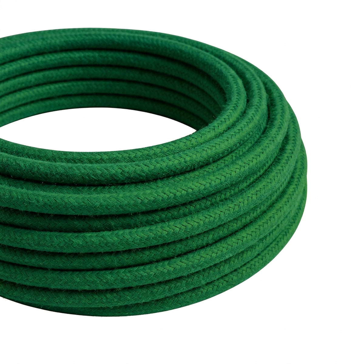 Cabo têxtil redondo efeito seda – Verde floresta